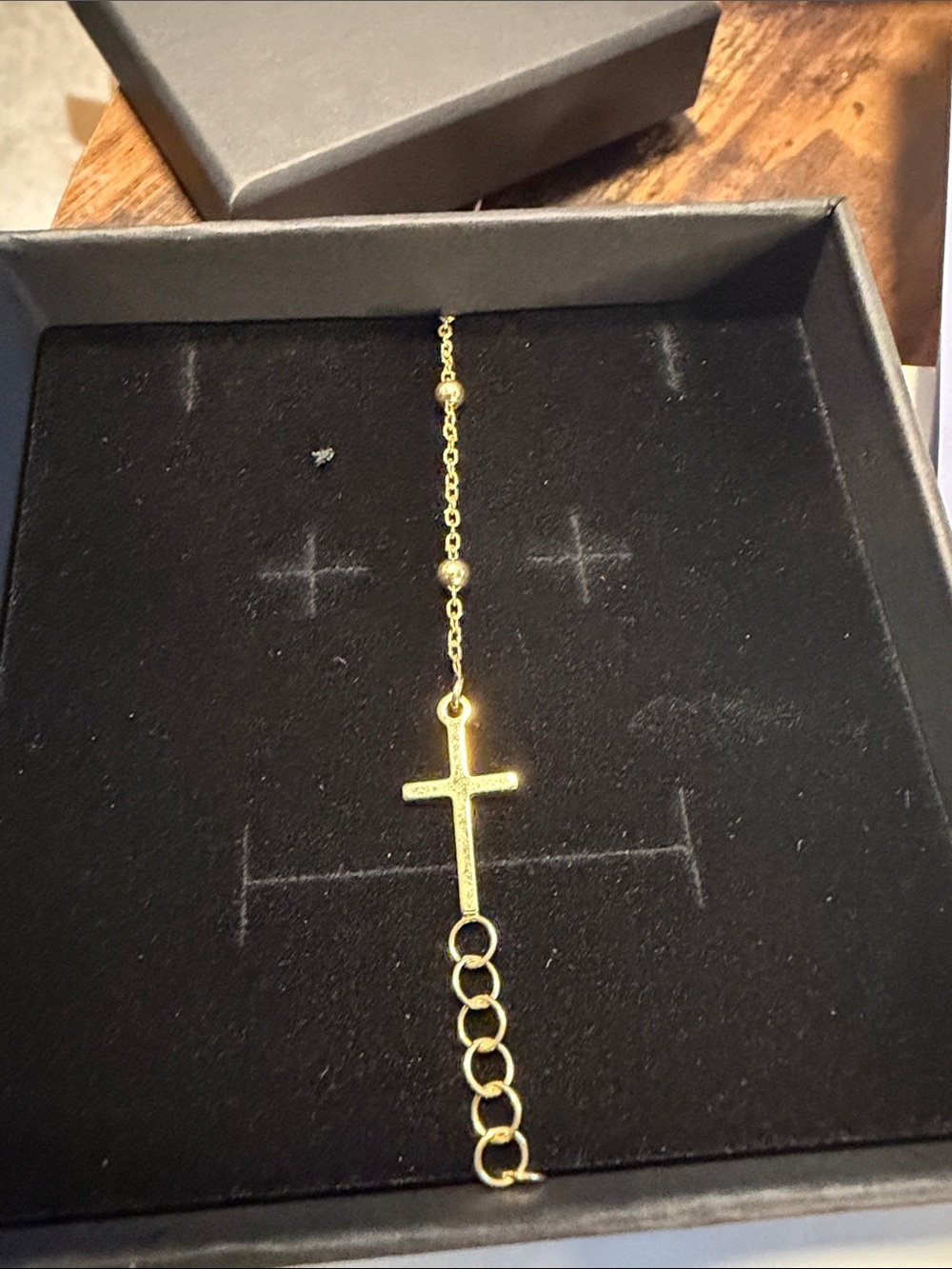 Elegant Gold-Tone Cross Bracelet for Women - Delicate Chain Bracelet